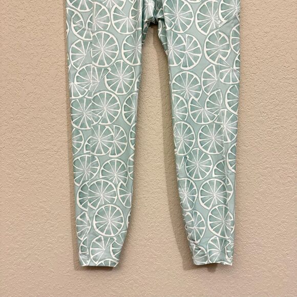NWT GILLY HICKS Lemon Print Go Recharge High Rise 7/8 Leggings Green Blue - Picture 4 of 15